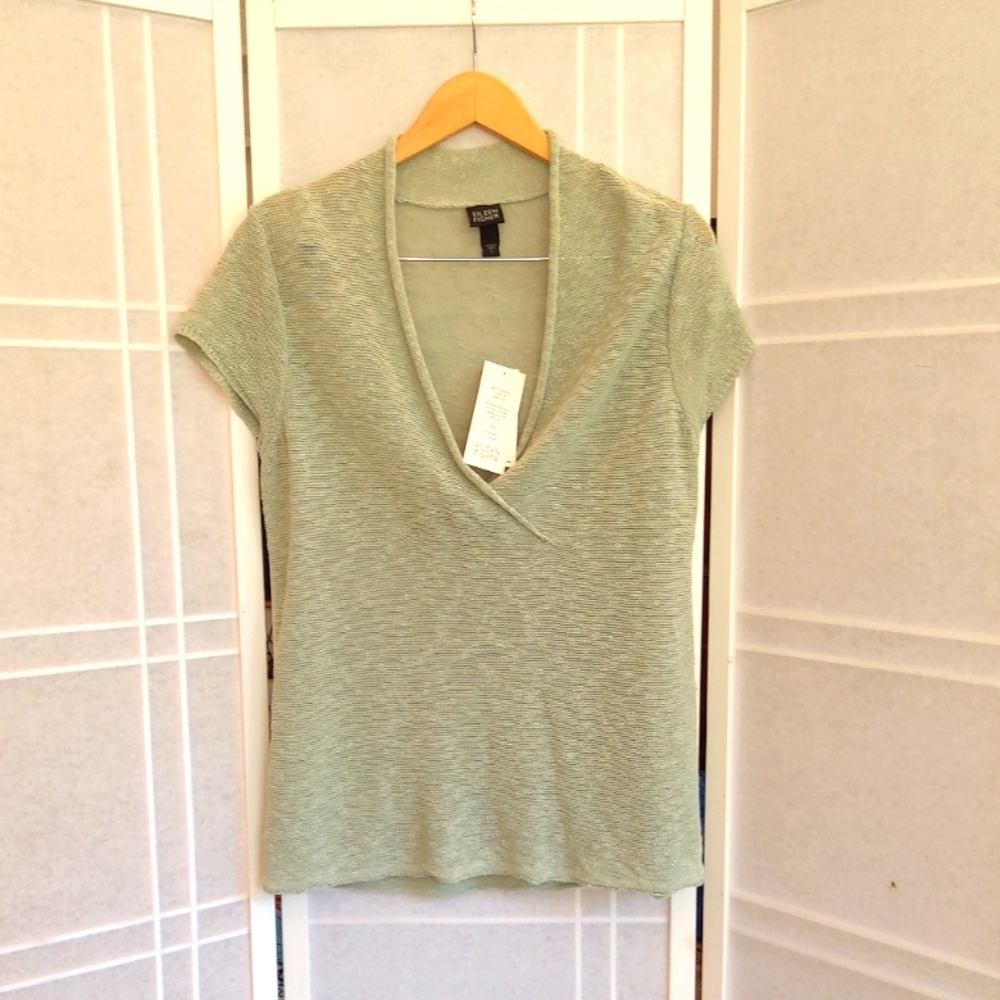 Eileen Fisher Sage  Green Knitted  Sleeveless Top